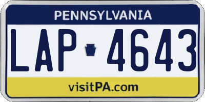 PA license plate LAP4643