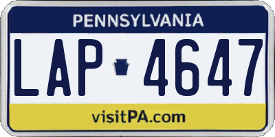 PA license plate LAP4647