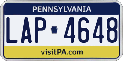 PA license plate LAP4648
