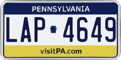 PA license plate LAP4649