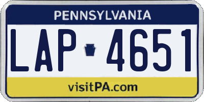 PA license plate LAP4651