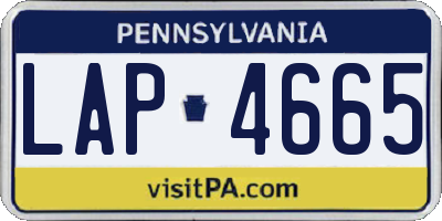 PA license plate LAP4665