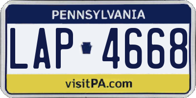 PA license plate LAP4668
