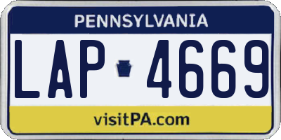 PA license plate LAP4669