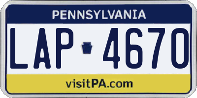 PA license plate LAP4670