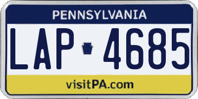 PA license plate LAP4685