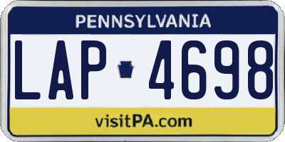 PA license plate LAP4698