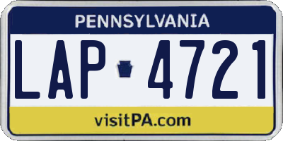 PA license plate LAP4721