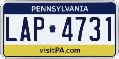 PA license plate LAP4731