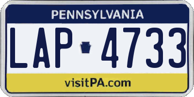 PA license plate LAP4733