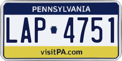 PA license plate LAP4751