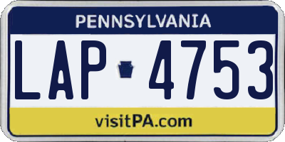 PA license plate LAP4753