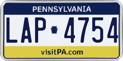 PA license plate LAP4754