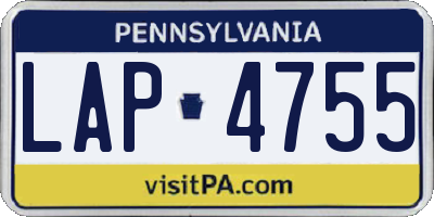 PA license plate LAP4755