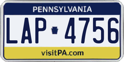 PA license plate LAP4756