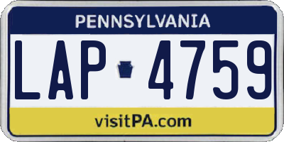 PA license plate LAP4759