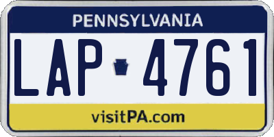 PA license plate LAP4761