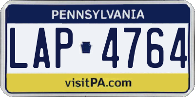 PA license plate LAP4764