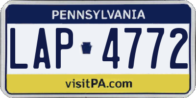 PA license plate LAP4772