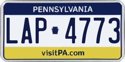 PA license plate LAP4773