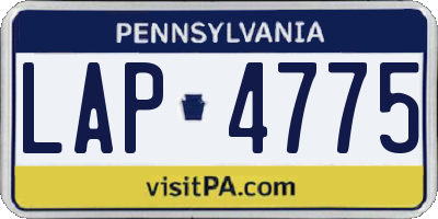 PA license plate LAP4775