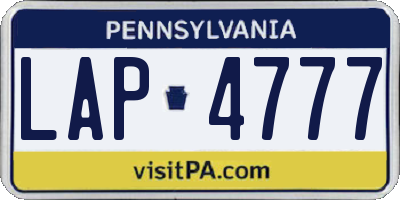 PA license plate LAP4777