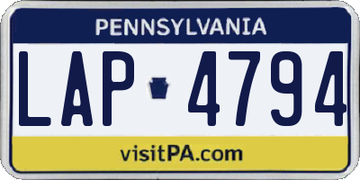 PA license plate LAP4794
