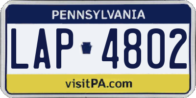 PA license plate LAP4802
