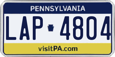 PA license plate LAP4804