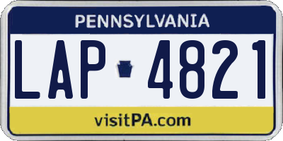 PA license plate LAP4821