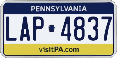 PA license plate LAP4837