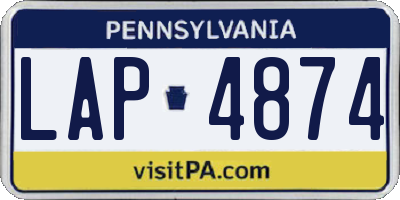 PA license plate LAP4874
