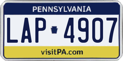 PA license plate LAP4907