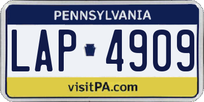 PA license plate LAP4909