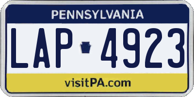 PA license plate LAP4923