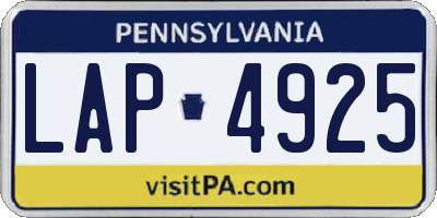 PA license plate LAP4925