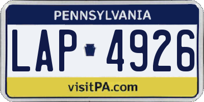 PA license plate LAP4926