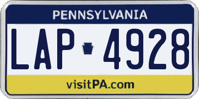 PA license plate LAP4928