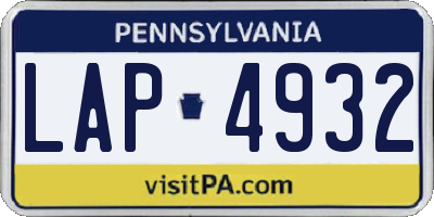 PA license plate LAP4932