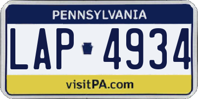 PA license plate LAP4934