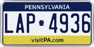 PA license plate LAP4936