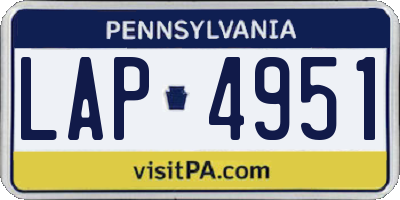 PA license plate LAP4951