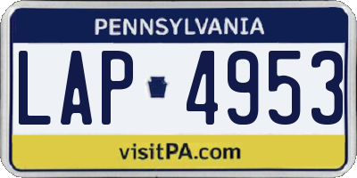PA license plate LAP4953