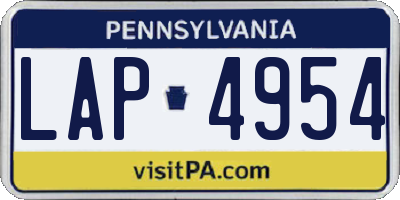 PA license plate LAP4954