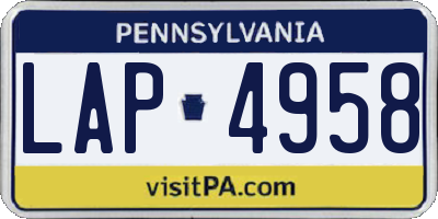PA license plate LAP4958