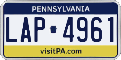 PA license plate LAP4961
