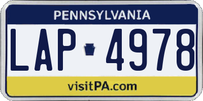 PA license plate LAP4978