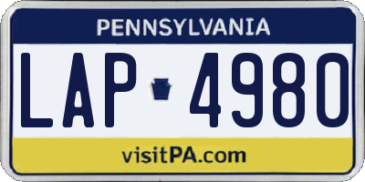 PA license plate LAP4980