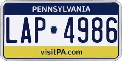 PA license plate LAP4986