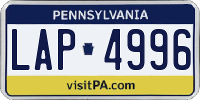 PA license plate LAP4996